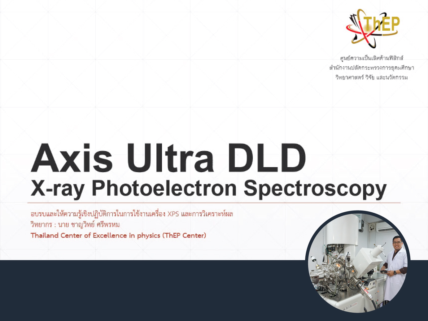You are currently viewing การฝึกอบรมเชิงปฏิบัติการ “การวิเคราะห์ด้วยเทคนิค XPS (X-ray Photoelectron Spectroscopy)” ผ่านการอบรมออนไลน์