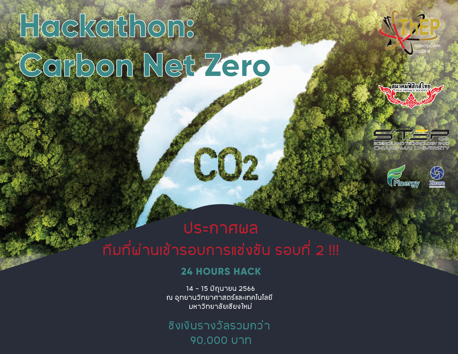 You are currently viewing ประกาศผลทีมที่ผ่านเข้ารอบการแข่งขัน รอบที่ 2 โครงการแข่งขัน Hackathon: Carbon Net Zero