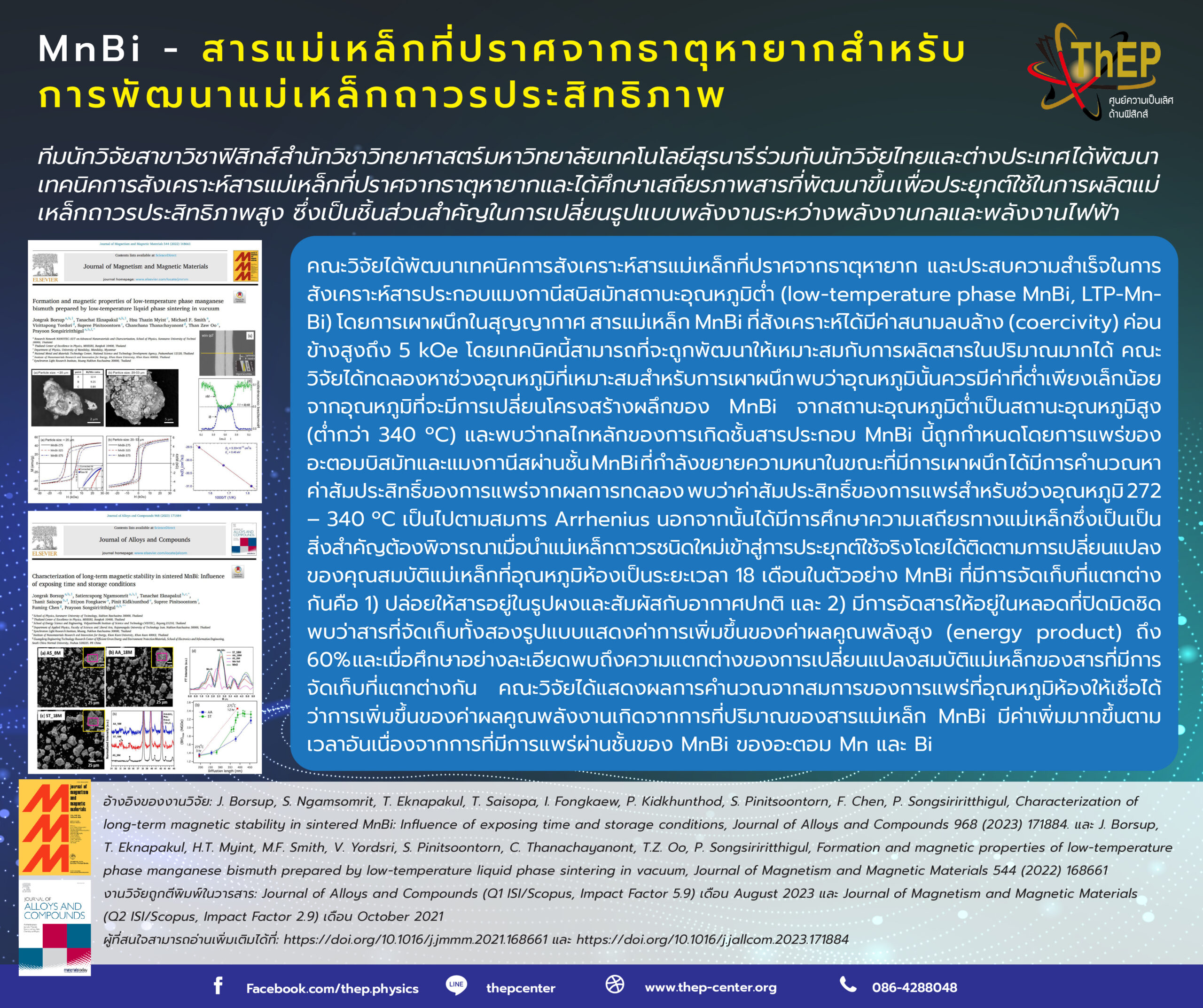 Read more about the article MnBi – สารแม่เหล็กที่ปราศจากธาตุหายากสำหรับการพัฒนาแม่เหล็กถาวรประสิทธิภาพ