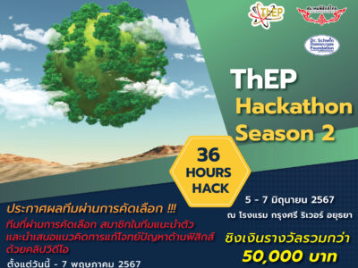 Read more about the article ประกาศผลทีมที่ได้ผ่านการคัดเลือก โครงการแข่งขัน ThEP Hackathon Season 2