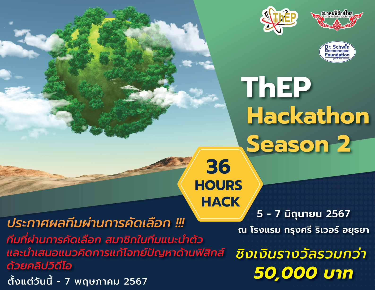 You are currently viewing ประกาศผลทีมที่ได้ผ่านการคัดเลือก โครงการแข่งขัน ThEP Hackathon Season 2