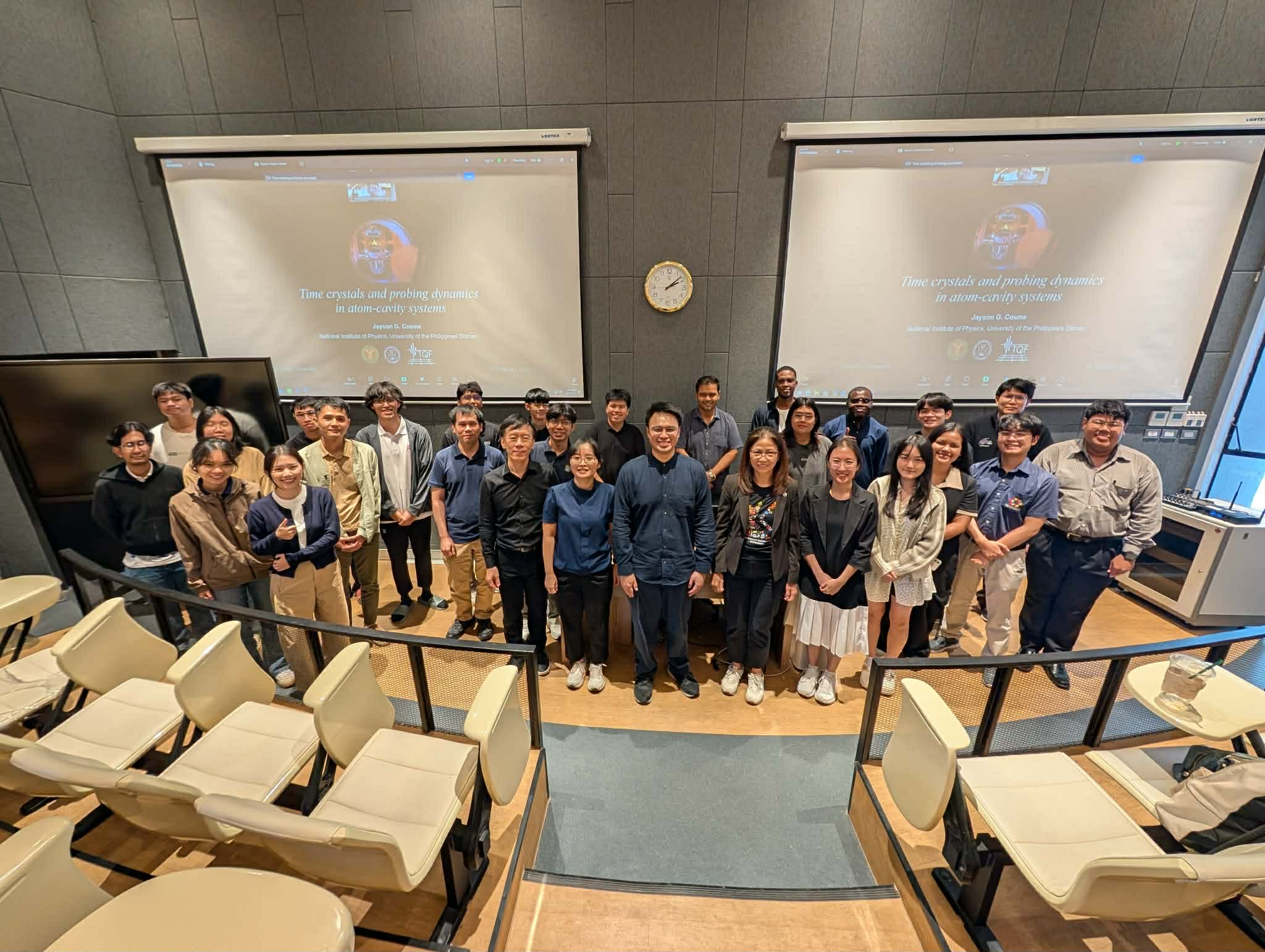 You are currently viewing ศูนย์ความเป็นเลิศด้านฟิสิกส์ ร่วมกับภาควิชาฟิสิกส์และวัสดุศาสตร์ คณะวิทยาศาสตร์ มหาวิทยาลัยเชียงใหม่ จัดกิจกรรมบรรยายพิเศษในหัวข้อ “Time Crystals and Probing Dynamics in Atom-Cavity Systems”